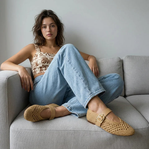 Gabby Woven Mary Jane Flats