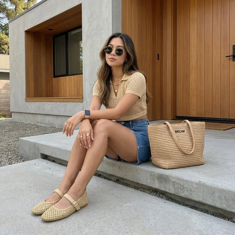Gracie Mesh Mary Jane Flats