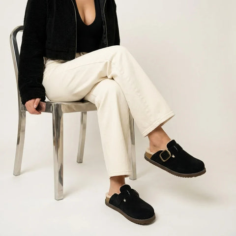 Blain Fur Genuine Suede Clogs