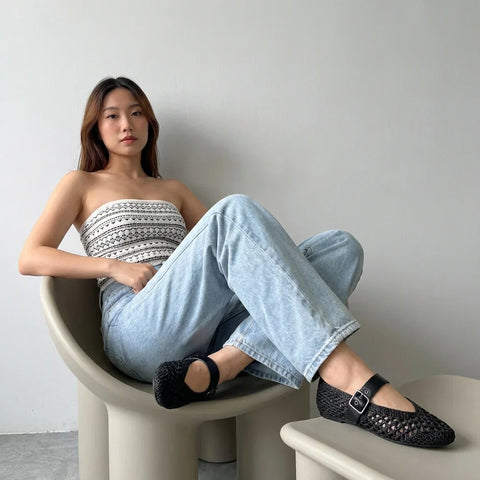 Gabby Woven Mary Jane Flats
